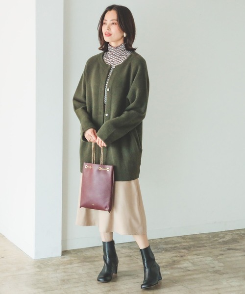 B:MING by BEAMS（ビーミングバイビームス）の「B:MING by BEAMS / アンゴラ ストレッチ カーディガン 22AW（カーディガン/ボレロ・レディース・ベージュ/オリーブ/トップグレー・FREE）」の9枚目の写真