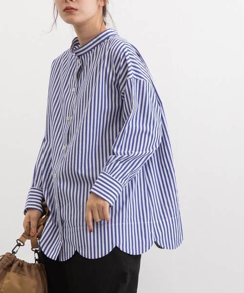 POU DOU DOU（プードゥドゥ）の「とり刺繍裾スカラップ2wayブラウス（シャツ/ブラウス・レディース・オフホワイト/ブルー/ダークグレー・3）」の3枚目の写真