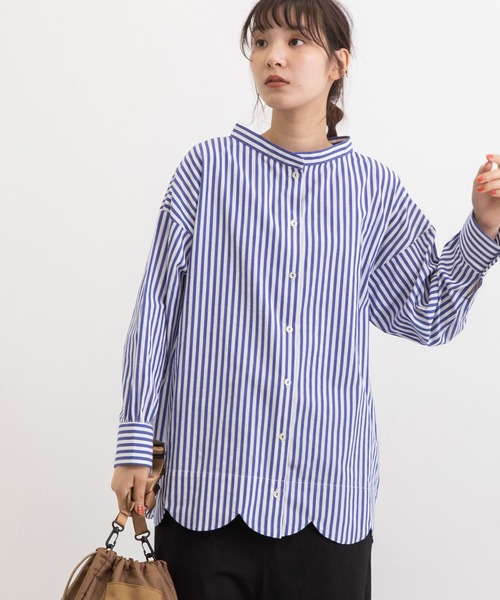 POU DOU DOU（プードゥドゥ）の「とり刺繍裾スカラップ2wayブラウス（シャツ/ブラウス・レディース・オフホワイト/ブルー/ダークグレー・3）」の4枚目の写真