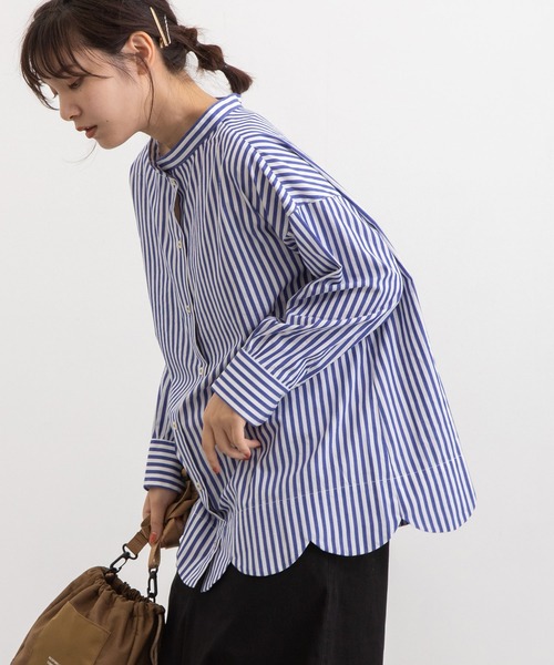 POU DOU DOU（プードゥドゥ）の「とり刺繍裾スカラップ2wayブラウス（シャツ/ブラウス・レディース・オフホワイト/ブルー/ダークグレー・3）」の5枚目の写真