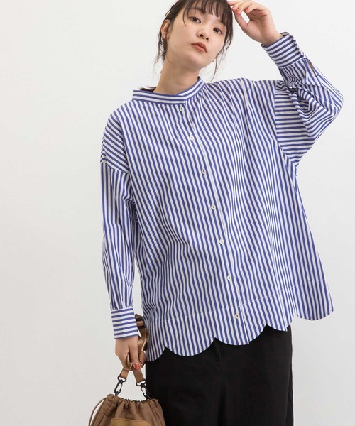 POU DOU DOU（プードゥドゥ）の「とり刺繍裾スカラップ2wayブラウス（シャツ/ブラウス・レディース・オフホワイト/ブルー/ダークグレー・3）」の6枚目の写真