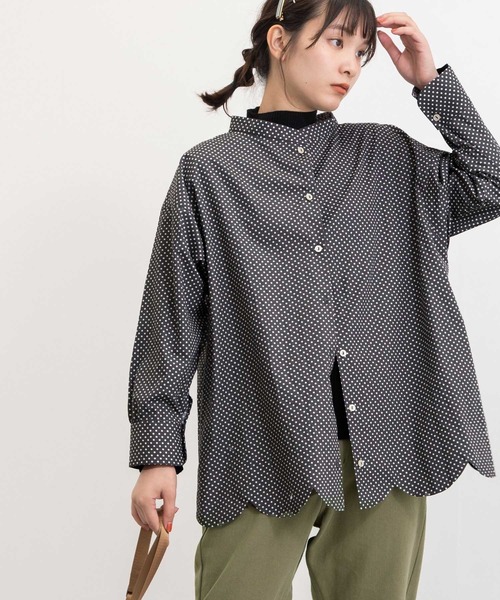 POU DOU DOU（プードゥドゥ）の「とり刺繍裾スカラップ2wayブラウス（シャツ/ブラウス・レディース・オフホワイト/ブルー/ダークグレー・3）」の14枚目の写真