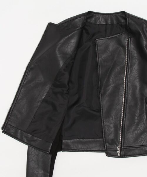 PICCIN（ピッチン）の「サイドリブ切り替え2wayライダースジャケット（ライダースジャケット・レディース・ブラック・M/L）」の3枚目の写真