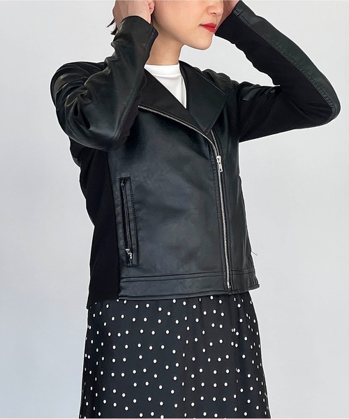 PICCIN（ピッチン）の「サイドリブ切り替え2wayライダースジャケット（ライダースジャケット・レディース・ブラック・M/L）」の10枚目の写真