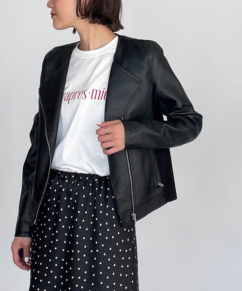 PICCIN（ピッチン）の「サイドリブ切り替え2wayライダースジャケット（ライダースジャケット・レディース・ブラック・M/L）」の5枚目の写真