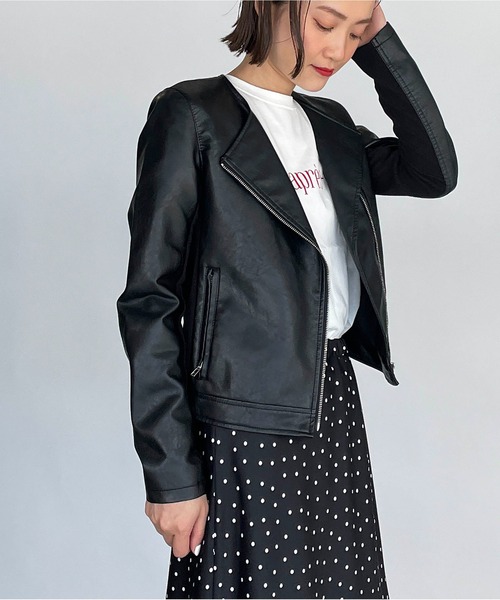 PICCIN（ピッチン）の「サイドリブ切り替え2wayライダースジャケット（ライダースジャケット・レディース・ブラック・M/L）」の7枚目の写真