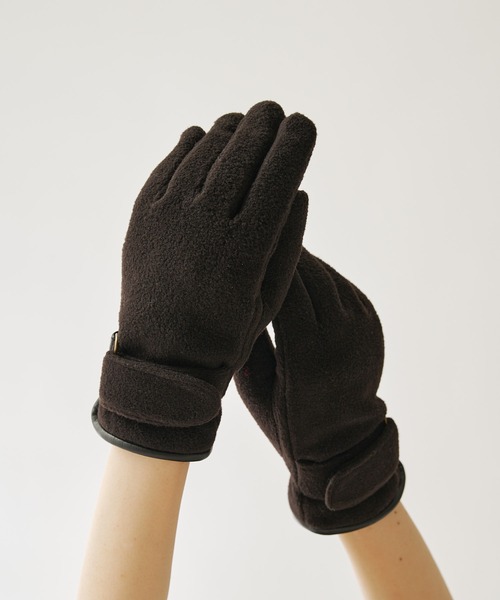 PAPILLONNER（パピヨネ）の「フリースグローブ/PAPILLONNER/パピヨネ（手袋・レディース・ライトグレー/ダークブラウン・FREE）」の2枚目の写真
