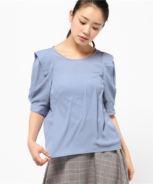 Chico（チコ）の「袖タックBL（シャツ/ブラウス・レディース・ホワイト/ライトブルー/グレー・FREE）」の3枚目の写真