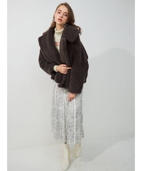 MERCURYDUO（マーキュリーデュオ）の「コルセットパイピングフレアフラワースカート（スカート・レディース・ブラック/グレー/アイボリー・SMALL/MEDIUM）」の7枚目の写真