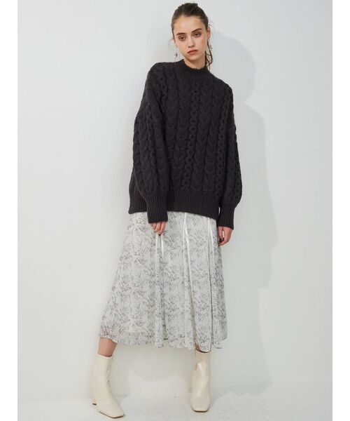 MERCURYDUO（マーキュリーデュオ）の「コルセットパイピングフレアフラワースカート（スカート・レディース・ブラック/グレー/アイボリー・SMALL/MEDIUM）」の21枚目の写真