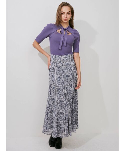 MERCURYDUO（マーキュリーデュオ）の「コルセットパイピングフレアフラワースカート（スカート・レディース・ブラック/グレー/アイボリー・SMALL/MEDIUM）」の8枚目の写真