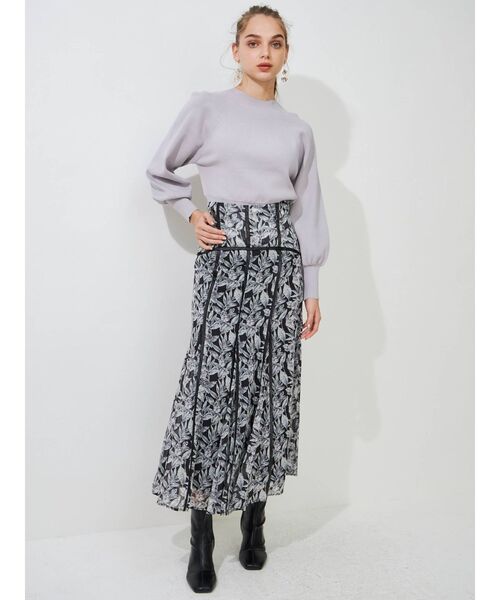 MERCURYDUO（マーキュリーデュオ）の「コルセットパイピングフレアフラワースカート（スカート・レディース・ブラック/グレー/アイボリー・SMALL/MEDIUM）」の11枚目の写真