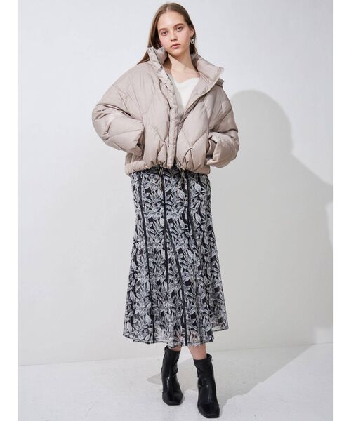 MERCURYDUO（マーキュリーデュオ）の「コルセットパイピングフレアフラワースカート（スカート・レディース・ブラック/グレー/アイボリー・SMALL/MEDIUM）」の6枚目の写真