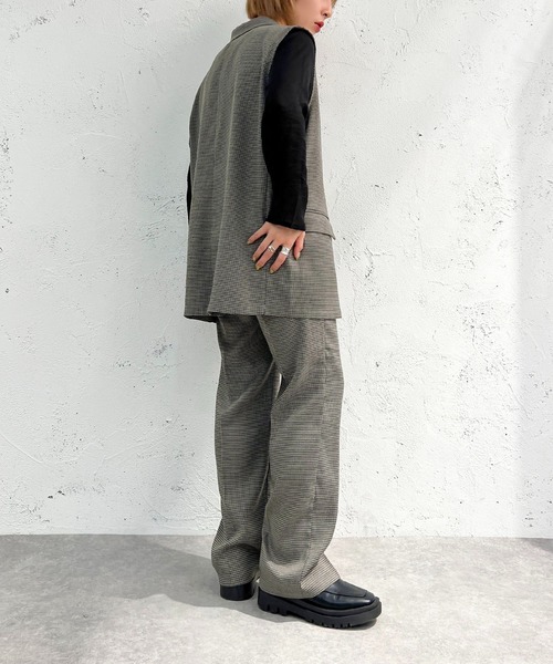 apres jour mignon（アプレジュールミニョン）の「チェックストレートパンツ【SETUP着用可能】【ZOZOTOWN限定アイテム】（その他パンツ・レディース・グレー/ダークブラウン/ベージュ・SMALL/MEDIUM/X-LARGE）」の9枚目の写真