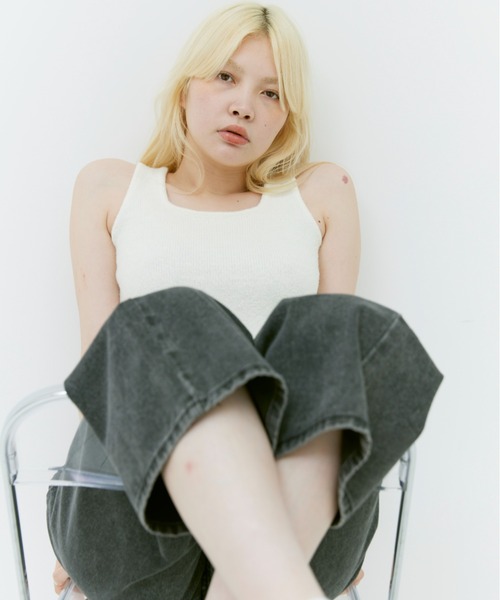 17HR（セブンティーンアワーズ）の「ニットタンクトップ（タンクトップ・レディース・ホワイト/ブラック/ブルー・FREE）」の5枚目の写真