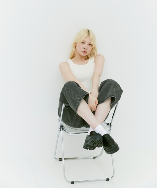 17HR（セブンティーンアワーズ）の「ニットタンクトップ（タンクトップ・レディース・ホワイト/ブラック/ブルー・FREE）」の6枚目の写真