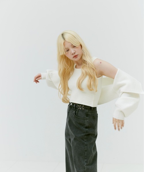 17HR（セブンティーンアワーズ）の「ニットタンクトップ（タンクトップ・レディース・ホワイト/ブラック/ブルー・FREE）」の8枚目の写真