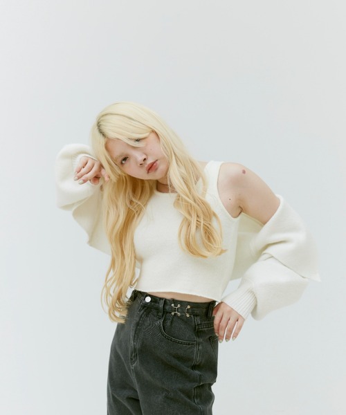 17HR（セブンティーンアワーズ）の「ニットタンクトップ（タンクトップ・レディース・ホワイト/ブラック/ブルー・FREE）」の9枚目の写真