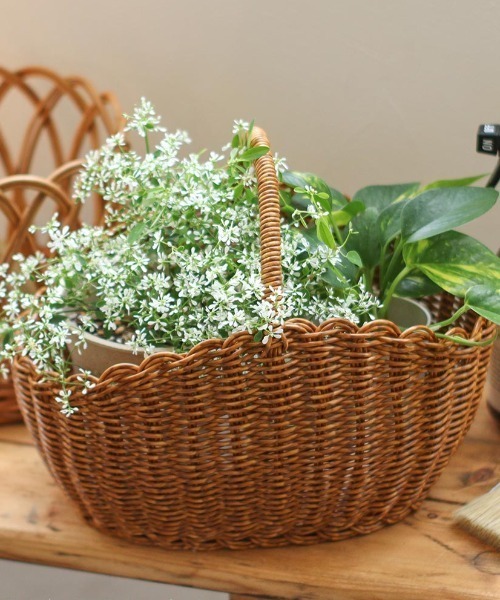 TIMELESS COMFORT（タイムレスコンフォート）の「UTILE(ユティル)洗えるオーバルワンハンドルバスケットS（収納グッズ・レディース・ブラウン・ONE SIZE）」の5枚目の写真