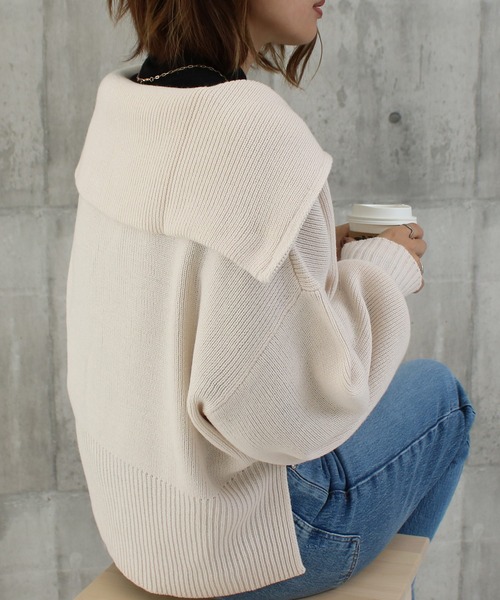 Social GIRL（ソーシャルガール）の「ハーフジップニットプルオーバー（ニット/セーター・レディース・ベージュ/ブラック/アイボリー・M）」の12枚目の写真