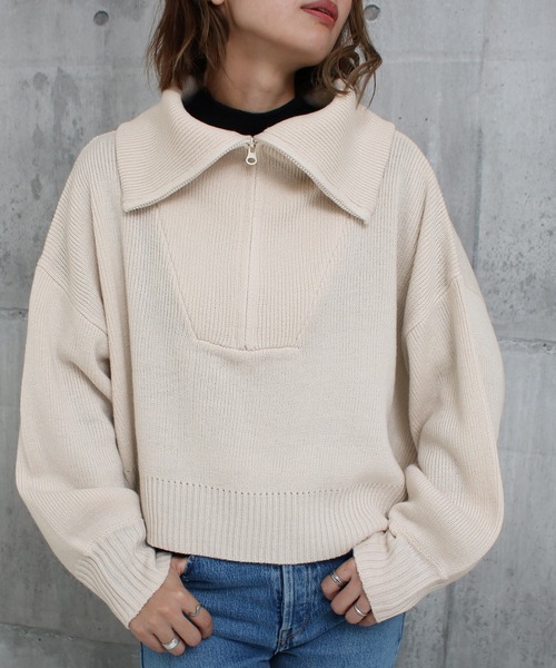 Social GIRL（ソーシャルガール）の「ハーフジップニットプルオーバー（ニット/セーター・レディース・ベージュ/ブラック/アイボリー・M）」の15枚目の写真