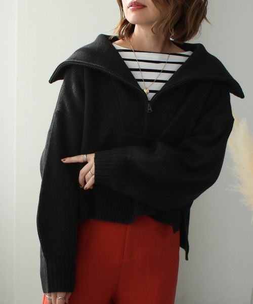 Social GIRL（ソーシャルガール）の「ハーフジップニットプルオーバー（ニット/セーター・レディース・ベージュ/ブラック/アイボリー・M）」の18枚目の写真