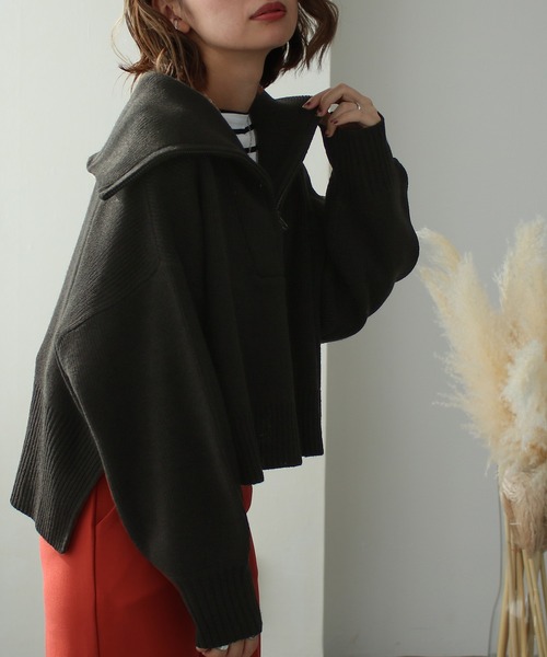 Social GIRL（ソーシャルガール）の「ハーフジップニットプルオーバー（ニット/セーター・レディース・ベージュ/ブラック/アイボリー・M）」の19枚目の写真