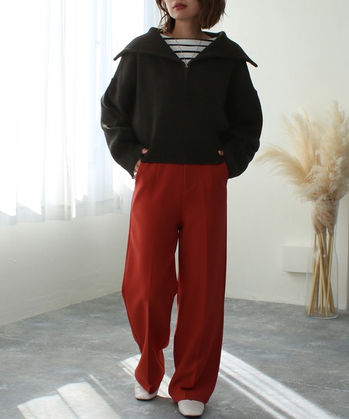 Social GIRL（ソーシャルガール）の「ハーフジップニットプルオーバー（ニット/セーター・レディース・ベージュ/ブラック/アイボリー・M）」の21枚目の写真