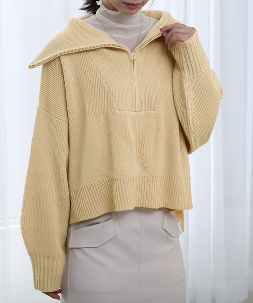 Social GIRL（ソーシャルガール）の「ハーフジップニットプルオーバー（ニット/セーター・レディース・ベージュ/ブラック/アイボリー・M）」の8枚目の写真