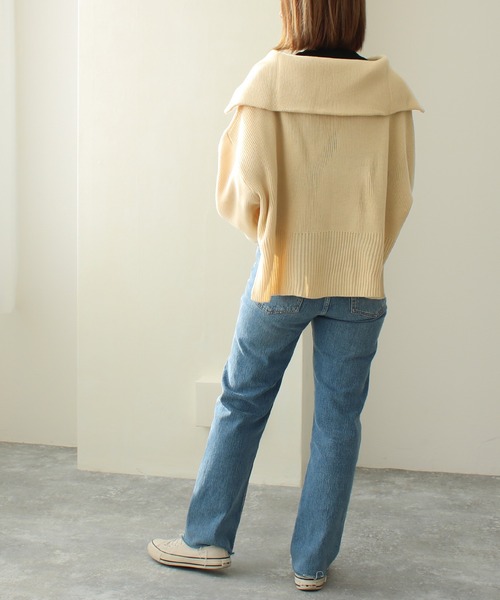 Social GIRL（ソーシャルガール）の「ハーフジップニットプルオーバー（ニット/セーター・レディース・ベージュ/ブラック/アイボリー・M）」の7枚目の写真