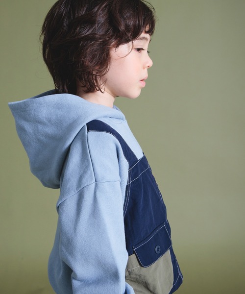 BREEZE(ブリーズ)の「サロペットパーカー_裏毛(パーカー・キッズ・イエロー/サックスブルー・100/120/110/130/140/90/80)」の2枚目の写真