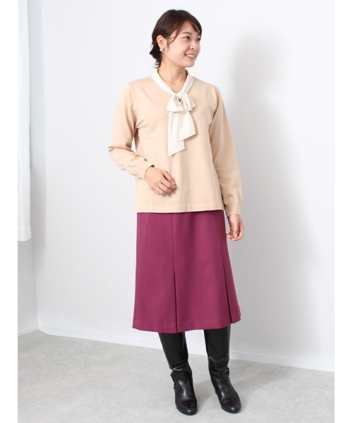 fleur by mint breeze（フルールバイミントブリーズ）の「【M～5L 大きいサイズ】ミディ丈 切替 Aラインスカート（スカート・レディース・パープル/ネイビー・L/LL/3L/4L/5L/M）」の8枚目の写真