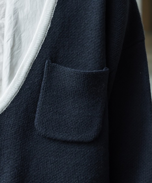 ONCILY(オンシェリー)の「BICOLOR STITCH KNIT CARDIGAN / バイカラーステッチニットカーディガン(カーディガン/ボレロ・メンズ・ネイビー/ベージュ・LARGE/MEDIUM)」の7枚目の写真