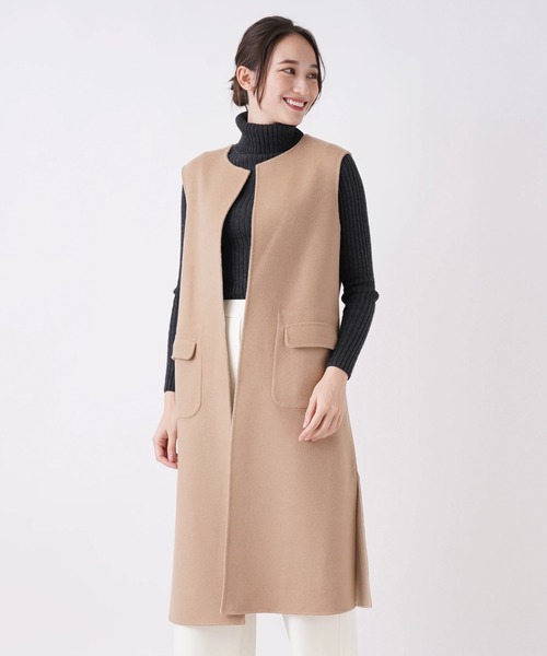 新品　ベアトリス　ジレ　ロングジレ　ベージュ　ブラウン　リバーシブル BEATRICE】リバーシブルロングジレ