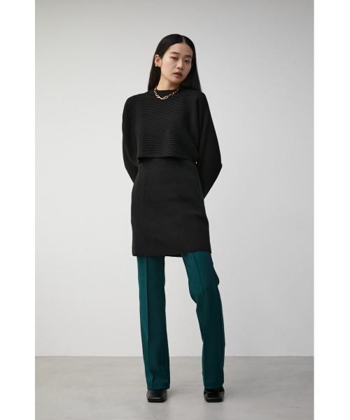 AZUL by moussy（アズールバイマウジー）の「LAYERD SET KNIT TUNIC/レイヤードセットニットチュニック（チュニック・レディース・ダークオレンジ/グレー/ブラック・FREE）」の6枚目の写真