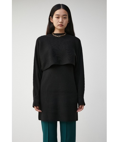 AZUL by moussy（アズールバイマウジー）の「LAYERD SET KNIT TUNIC/レイヤードセットニットチュニック（チュニック・レディース・ダークオレンジ/グレー/ブラック・FREE）」の7枚目の写真