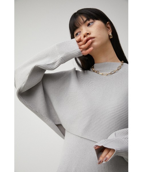 AZUL by moussy（アズールバイマウジー）の「LAYERD SET KNIT TUNIC/レイヤードセットニットチュニック（チュニック・レディース・ダークオレンジ/グレー/ブラック・FREE）」の15枚目の写真