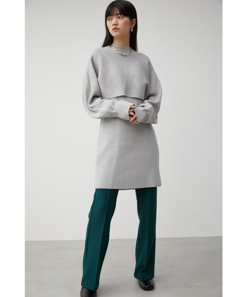 AZUL by moussy（アズールバイマウジー）の「LAYERD SET KNIT TUNIC/レイヤードセットニットチュニック（チュニック・レディース・ダークオレンジ/グレー/ブラック・FREE）」の16枚目の写真