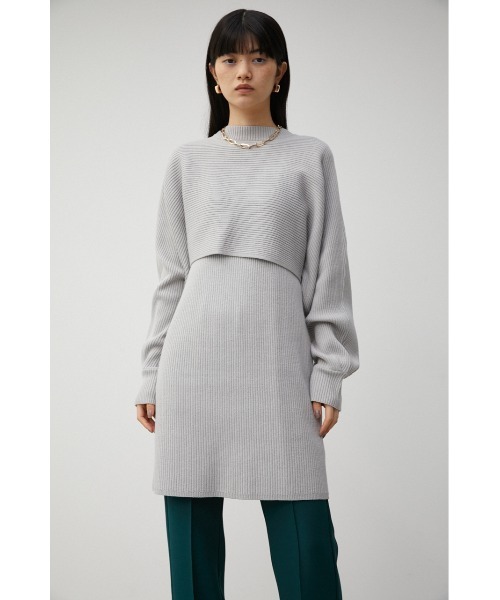 AZUL by moussy（アズールバイマウジー）の「LAYERD SET KNIT TUNIC/レイヤードセットニットチュニック（チュニック・レディース・ダークオレンジ/グレー/ブラック・FREE）」の17枚目の写真