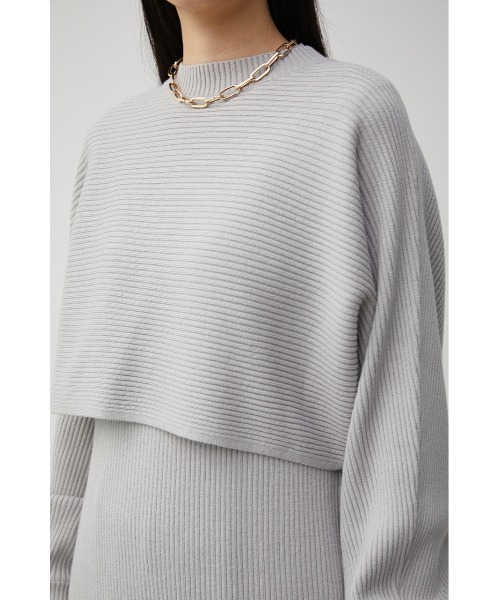AZUL by moussy（アズールバイマウジー）の「LAYERD SET KNIT TUNIC/レイヤードセットニットチュニック（チュニック・レディース・ダークオレンジ/グレー/ブラック・FREE）」の20枚目の写真