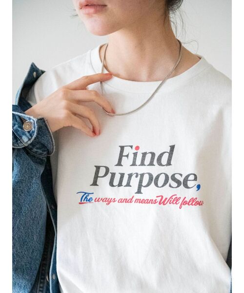 Ungrid（アングリッド）の「Find PurposeロゴルーズTee（Tシャツ/カットソー・レディース・ベージュ/ネイビー/オフホワイト・FREE）」の4枚目の写真