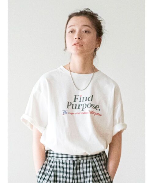 Ungrid（アングリッド）の「Find PurposeロゴルーズTee（Tシャツ/カットソー・レディース・ベージュ/ネイビー/オフホワイト・FREE）」の5枚目の写真