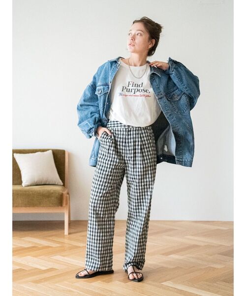 Ungrid（アングリッド）の「Find PurposeロゴルーズTee（Tシャツ/カットソー・レディース・ベージュ/ネイビー/オフホワイト・FREE）」の7枚目の写真