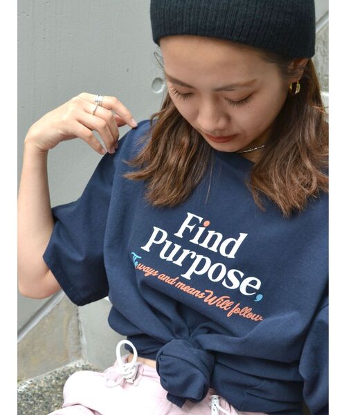 Ungrid（アングリッド）の「Find PurposeロゴルーズTee（Tシャツ/カットソー・レディース・ベージュ/ネイビー/オフホワイト・FREE）」の10枚目の写真
