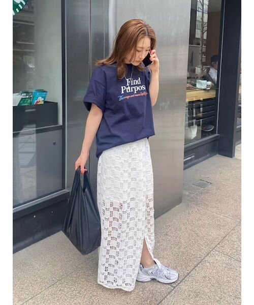 Ungrid（アングリッド）の「Find PurposeロゴルーズTee（Tシャツ/カットソー・レディース・ベージュ/ネイビー/オフホワイト・FREE）」の14枚目の写真