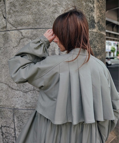 KOH.style（コースタイル）の「バックプリーツM-65ミリタリーコート（スカート・レディース・キャメル/ブラック/カーキ・LARGE/MEDIUM）」の10枚目の写真