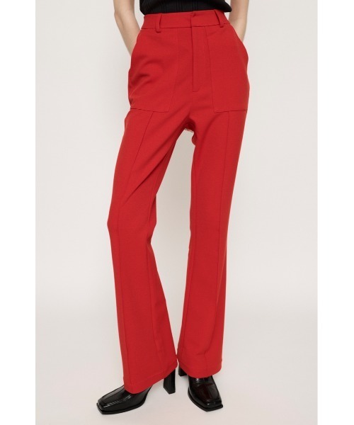 SLY（スライ）の「HW PATCH PK C/P FLARE PT ハイウエスト パッチポケット センタープレス フレアパンツ セットアップ可能（スラックス・レディース・レッド/ブラック/アイボリー・1/2）」の3枚目の写真