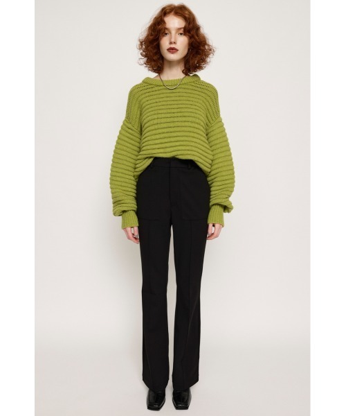 SLY（スライ）の「HW PATCH PK C/P FLARE PT ハイウエスト パッチポケット センタープレス フレアパンツ セットアップ可能（スラックス・レディース・レッド/ブラック/アイボリー・1/2）」の11枚目の写真