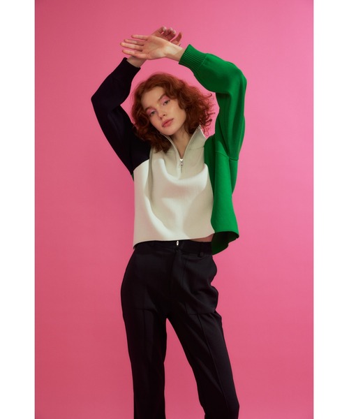 SLY（スライ）の「HW PATCH PK C/P FLARE PT ハイウエスト パッチポケット センタープレス フレアパンツ セットアップ可能（スラックス・レディース・レッド/ブラック/アイボリー・1/2）」の16枚目の写真