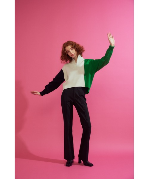 SLY（スライ）の「HW PATCH PK C/P FLARE PT ハイウエスト パッチポケット センタープレス フレアパンツ セットアップ可能（スラックス・レディース・レッド/ブラック/アイボリー・1/2）」の17枚目の写真